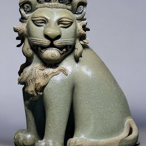 a crying stone lion statue with Chinese style